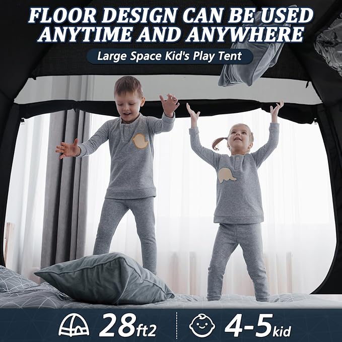 Bed Tent Twin Full Queen King Size Canopy Tent for Kids and Adult - 80% Blackout Indoor Sleeping Tents with Star String Lights, Big Space Breathable Dome Tent Playhouse for Boys & Girls