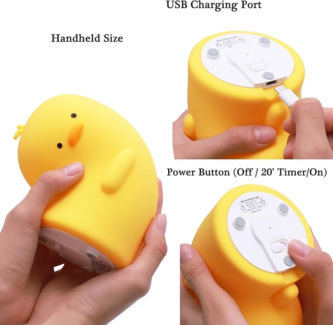 Duck Night Light, Duck Gifts for Girl, Duck Lamp Gifts Bedside Lamp for Nursery, ABS+SIL, Touch Control, Portable and Rechargeable Dimmable, Birthday Gifts for Boys Girls