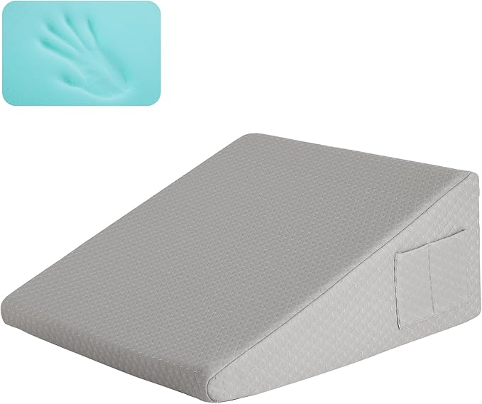 Bed Wedge Pillow for Sleeping, 7.5" Wedge Pillows for After Surgery, Soft Memory Foam Top, Triangle Pillow Wedge, Body Positioners for Leg Elevation, Acid Reflux, Gerd, Snoring Relief, Grey
