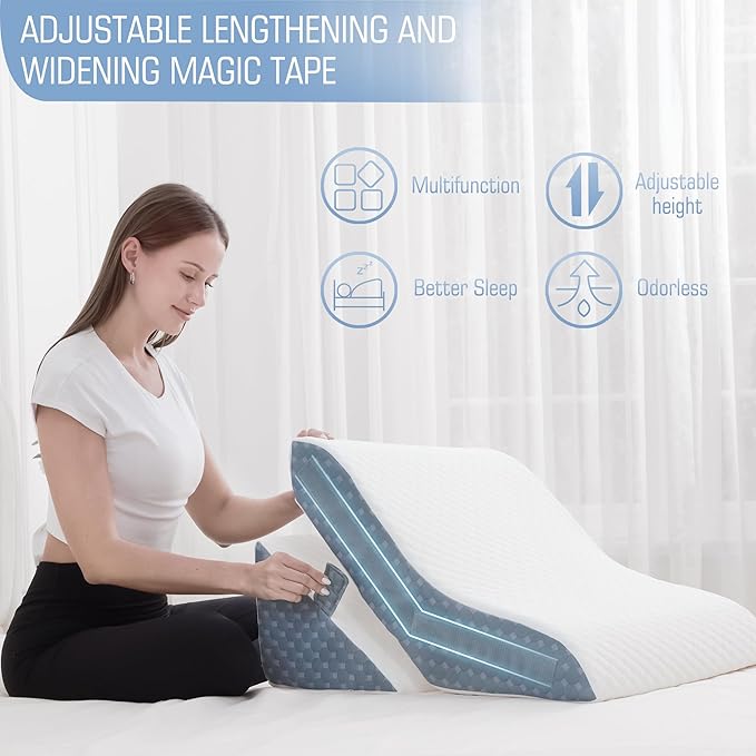 Bed Wedge Pillow for Sleeping, 20-in-1 Adjustable Pillow Wedge Acid Reflux Pillow, 9 &12 & 20 Inch 3-in-1 Incline Wedge Pillow for Back Pain Relief, Gerd, Snoring