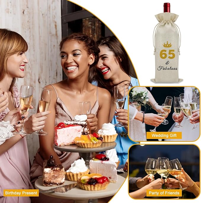 Sazuwu 65 Years Old Birthday Gifts for Women Men Wine Bag Happy 65th Birthday Gifts for Mom Dad Wine Accessories Gifts for Wine Lovers Gifts for Someone Turning Sixty 1959 Birthday Gifts