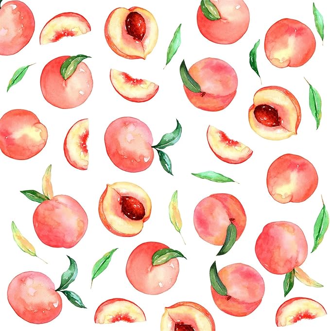 Peach Wall Decals Fruit Wall Stickers Peel and Stick Boho Wall Decals Fruit Leaf Wall Decals Kitchen Wall Stickers Cute Fruit Wall Decals for Nursery Bedroom Kids Room Kitchen Decor