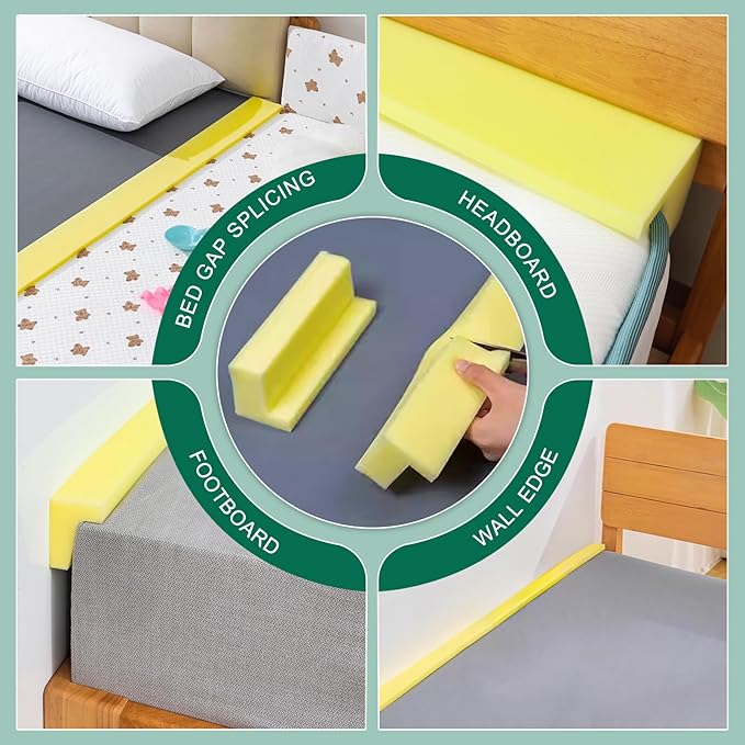 Bed Filler for Headboard, Suitable for Gap 1-2" of King Queen Twin Bed, 78.7'' Long Wedge Sleeping Pillow, Foam Bed Mattress Gap Filler