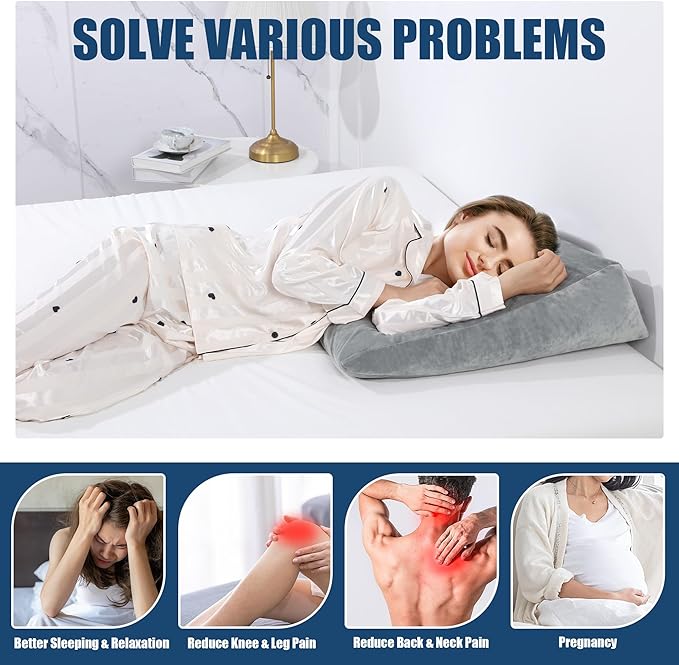 MABAZOO Adjustable Bed Wedge Pillow for Sleeping,Leg Elevation Pillow, Memory Foam Pillow for Post Surgery for Post, Back Support, Leg Elevation, Gerd Acid Reflux, Snoring