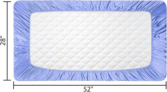 2 Pack Satin Soft Crib Sheet for Baby with Sensitive Hair Silky Baby Mattress Sheet Blue and Green Unisex 52’’x28’’x8’’ Fitted Sheets