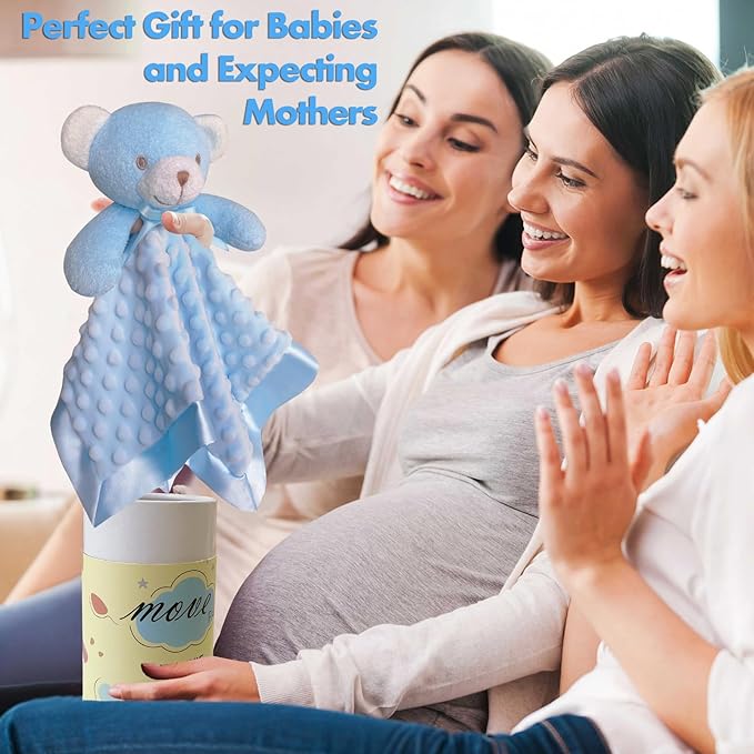 Blue Bear Baby Security Blanket Loveys for Babies Girls, 16" Soft Baby Lovey Blanket, Baby Snuggle Stuffed Animals Blankie, Baby Girls Gifts for Infant and Toddler