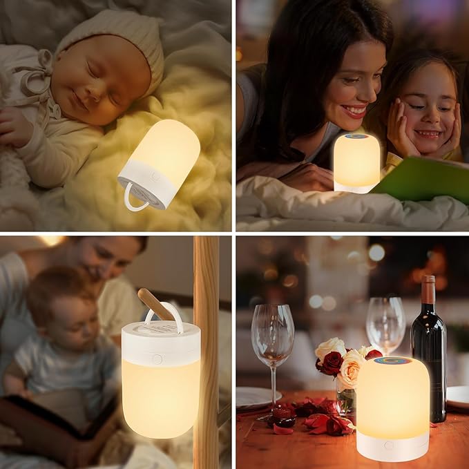 Small Nursery Night Light for Kids,13 Colors Dimmable Night Lamp for Bedroom, Portable Stepless Dimming Nursery Lamp,Color Changing LED Touch Nursery Lamp for Children,Rechargeable Toddler Night Light