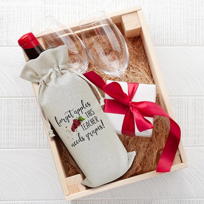 Teacher Wine Bag, Retirement Gifts Birthday Gifts for Women Men Teacher Leader, Appreciation Gift Wine Bag Party Favor Wine Champagne Gift Bag With Drawstring -31