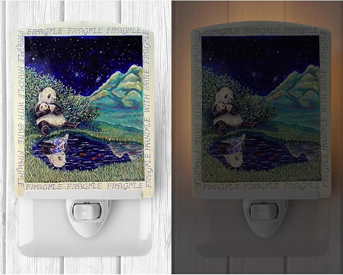 Caroline's Treasures 7114CNL Panda Bear with Baby Ceramic Night Light Compact, UL-Certified, Ideal for Bedroom, Bathroom, Nursery, Hallway, Kitchen, 6x4x3, Multicolor