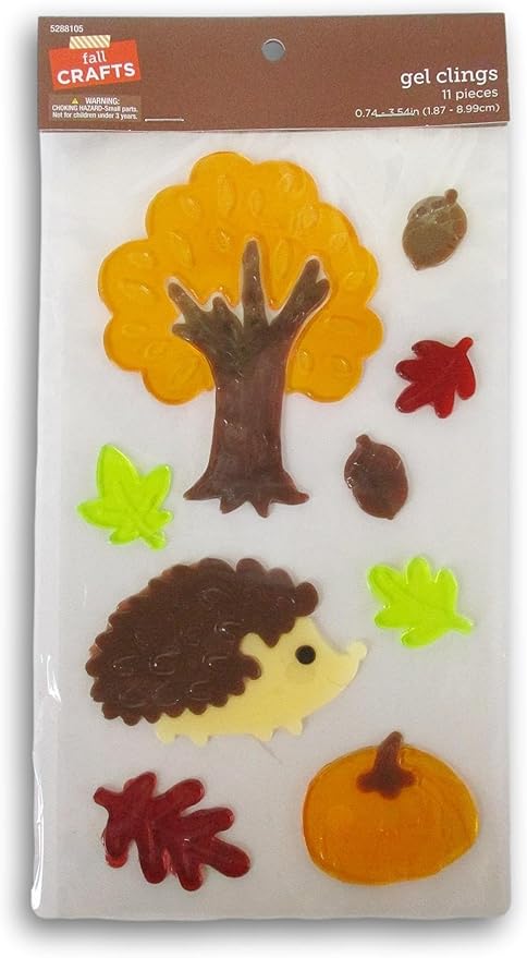 Hedgehog & Tree Autumn Gel Cling Set - 11 Piece