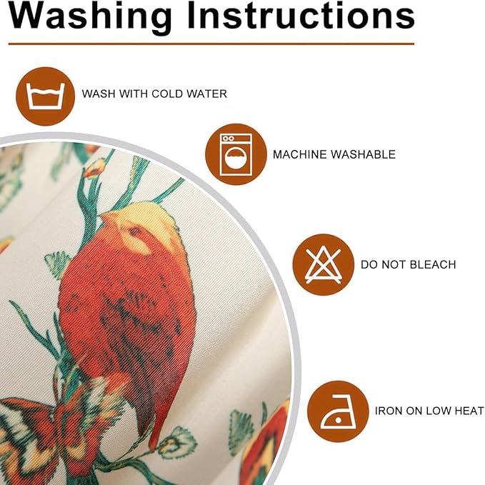 Leeva Birds Butterfly Pattern Valances, Farmhouse Light Filtering Kitchen Window Treatments for Living Room, 1 Panel Rod Pocket Short Drapery for Bedroom, 52 x 12 Inch, Green