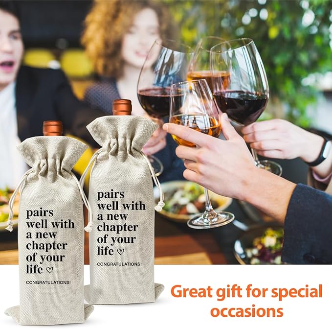 New Chapter Of Your Life Wine Bag For Colleague Coworker Boss Friends, New Job Gift Wine Bag for Him Her, Wine Bottle Cover Bag For New House Engagement Retirement New Beginning