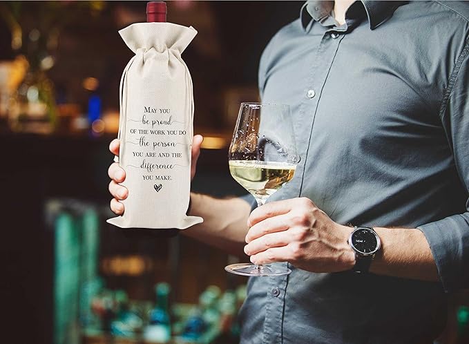 TCJIU May You Be Proud of The Work You Do,Thank You Gifts for Colleagues,Friends,Employee,Bosses,Gift for Encouragement,Appreciation Gifts,Boss Day Decorations,Reusable Wine Bags With Drawstring,L18