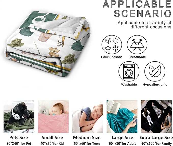 Custom Fishing Blankets and Throws,Fishing Gifts, Gifts for Fisherman,Custom Fish Blankets Fishing Gift for Man, Fish Hunter Gifts Throw Blanket, Fathers Day Fishing Gifts for Men,Family Size-90"x120"