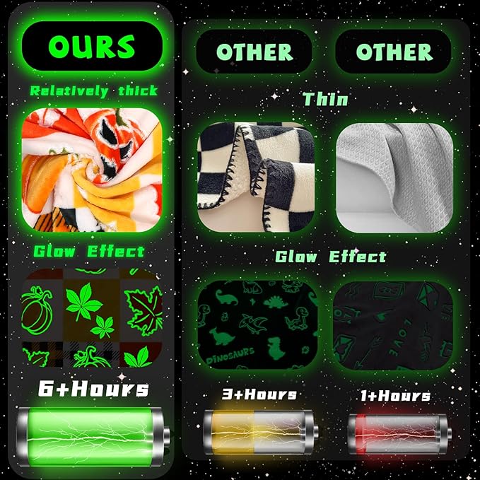 Pumpkin Blanket Checkered Blanket Plaid Glow in The Dark Blanket for Kids Women Fall Blanket Halloween Decorations for Room