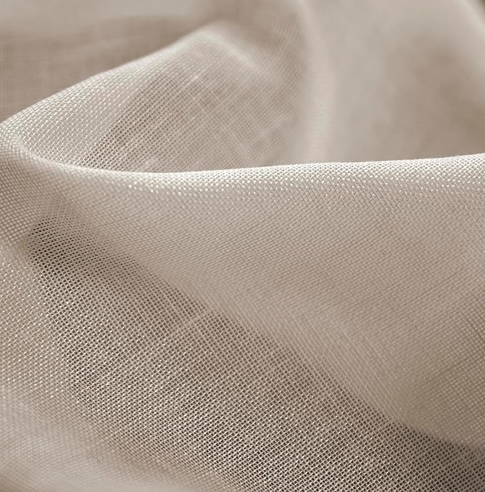 Mengersi Linen Canopy Bed Curtains for Twin,Full,Queen and King Size Bed,Bed Canopy Natural Blended Curtain Panels, 8 Panels Set (All Bed Sizes, Linen)