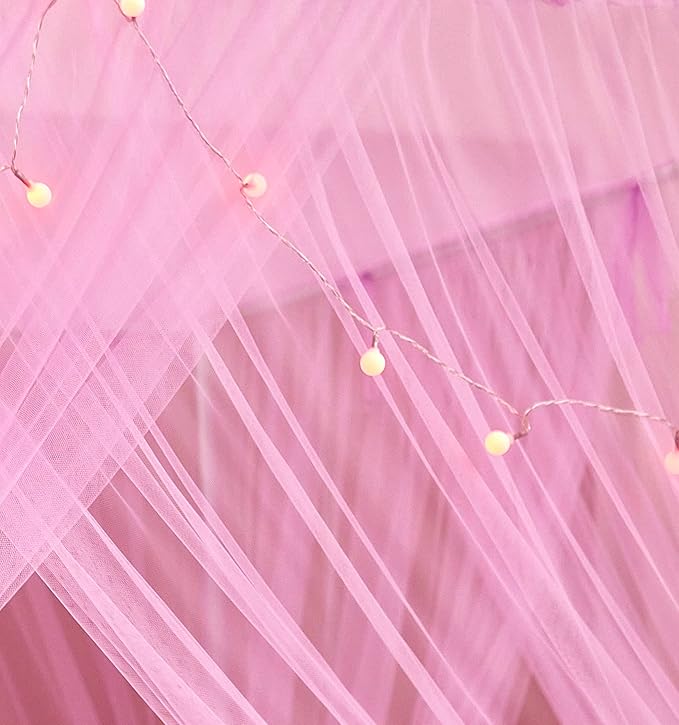 Mengersi Bed Canopy Mosquito Net for Bed,Canopy Bed Curtains Elegant Bed Drapes Screen Netting Canopy Curtains Bedroom Decor (Pink, Twin/Twin XL)