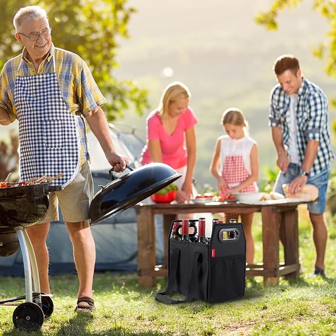 Bottle Wine Carrier Collapsible 6 Bottle Storage Box Reusable Portable Wine Bottle Carrier Case for Tote Bag Moving, Vacation Bottle Caddy Grocery Shopping Wine Tasting Accessory