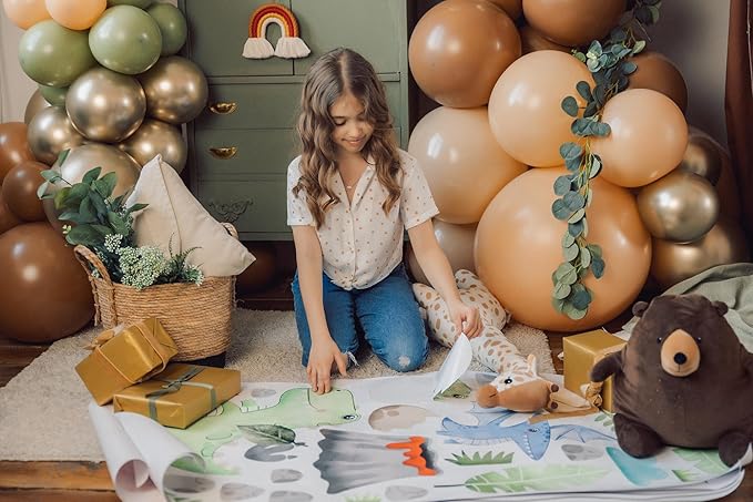 Large Dinosaur Wall Decals by Lipastick - 109 pcs Watercolour Dinosaur Kids Wall Stickers - Dinosaur Footprints Silhouettes Decals for Walls – Peel and Stick Decal for Kids Bedroom Nursery XXL Size