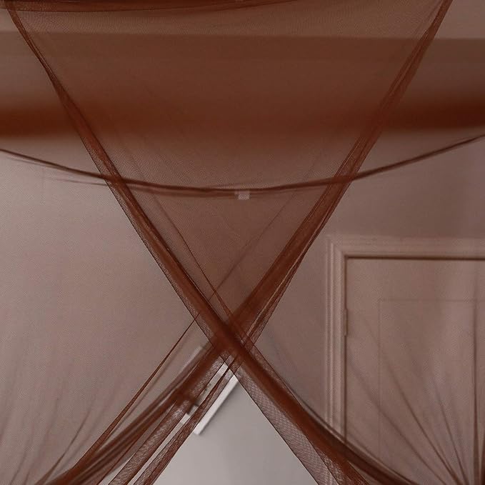 Mengersi 4 Corner Post Canopy Bed Curtains Mosquito Net Twin to Twin XL Size Bed,Netting Bed Curtains for Camping, Patio,Indoor Outdoor Net (80x40x80, Coffee)