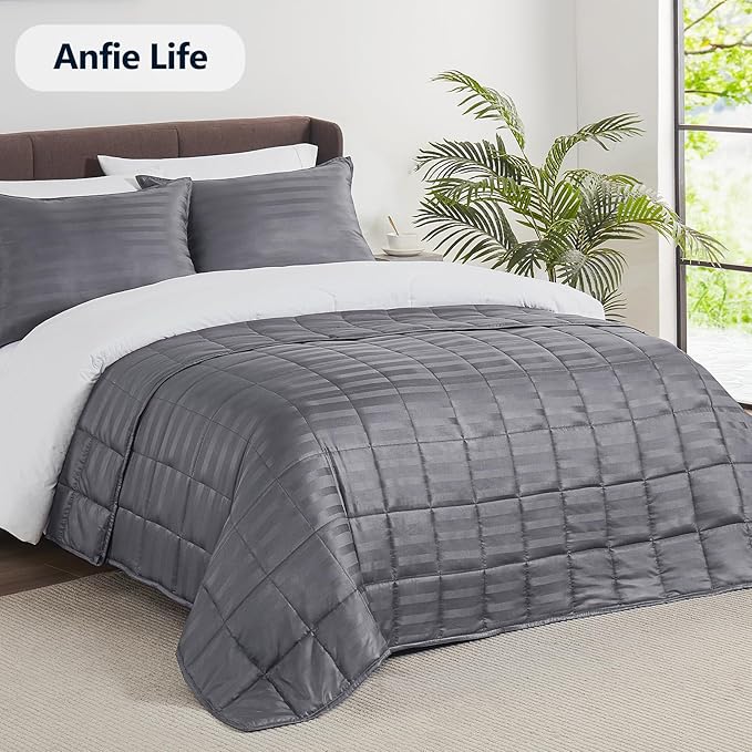 Weighted Blanket (36"x48" 5lbs) Weighted Blanket Cooling Blanket for Sleeping,Throw Size Breathable Blanket with Premium Glass Bead(Stripe Grey)