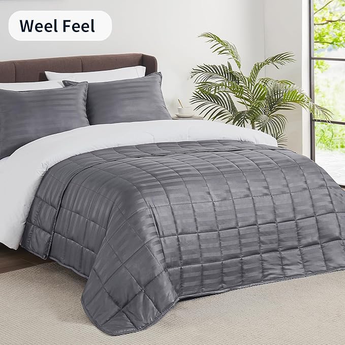 Weighted Blanket for Adult,25lbs Heavy Weighted Blanket 88"x104" Breathable Cooling Summer Blankets, Ultra Soft Cotton Comfort Throw Blanket with Glass Beads for All-Season (Dark Grey)