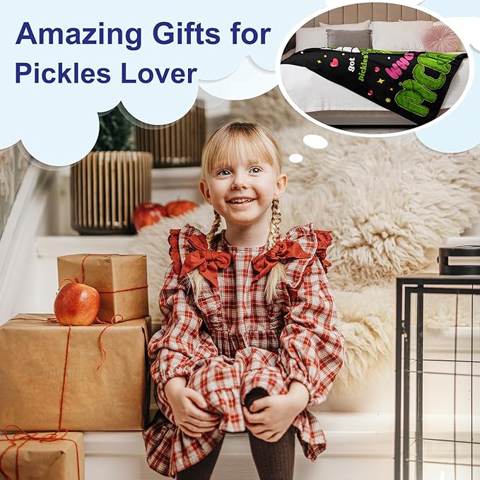 Pickle Gifts Blanket, Pickle Gifts for Pickle Lovers, Funny Pickles Gifts for Kids, Just a Girl Who Loves Pickles Blanket, Best Pickle Gifts Birthday Christmas Ideas Blanket 50"X60"