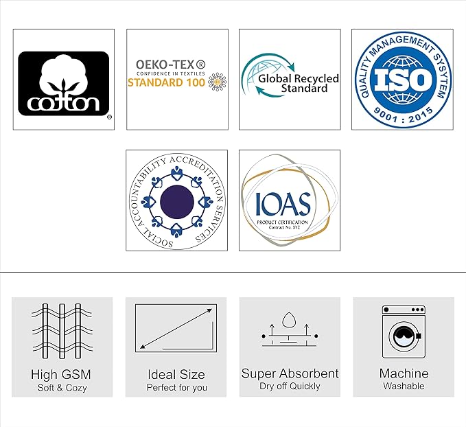 Hooded Bath Towel Wrap - Super Zero Twist 100% Cotton Large Oversized Hooded Kids Towel - Toddler Shower Pool Beach Towel - Super Soft Absorbent Quick Dry Easy Care Gift - 30 x 54 - Grey