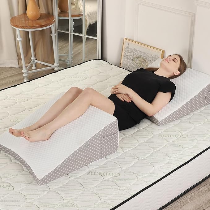 Wedge Pillow for Sleeping, 8 Inch Cooling Triangle Bed Pillow with Removable Cover, Elevated Body Pillow for Back Support, After Surgery, Snoring, Neck, Leg and Acid Reflux
