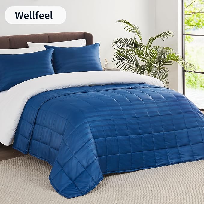 Weighted Blanket,5lbs Heavy Weighted Blanket 36"x48" Breathable Cooling Blanket, Summer Blankets Ultra Soft Comfort Blanket with Glass Beads for All-Season (Blue)