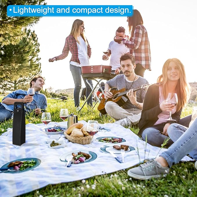 PATIKIL Wine Gift Bag, Wine Bag Reusable Leather Wine Tote Carrier for Wine Bottles Portable Champagne Gift Bags for Picnic Party Wedding, Black