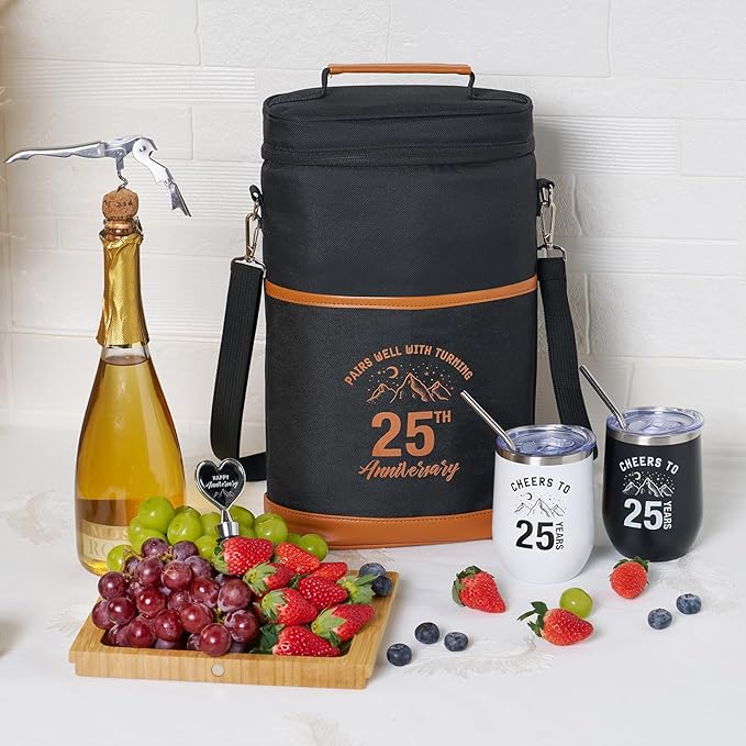 AW BRIDAL 25th Anniversary Wedding Gifts for Her, Valentine's Day Anniversary Wine Gifts for Couples 25 Years Gifts Anniversary Married Gifts for Parents Grandparents Family