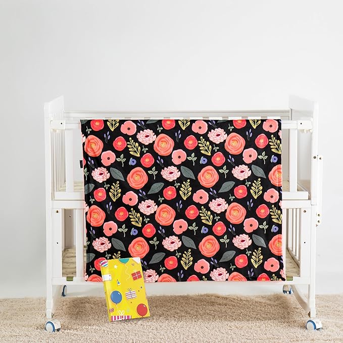 Baby Blanket for Boys Girls Super Soft Blanket,Fluffy Warm Lightweight Baby Receiving Blankets,Double Layer with Dotted Backing for Toddler NurseryQSTEHEML Baby Blankets (Flower, 30*40inch)