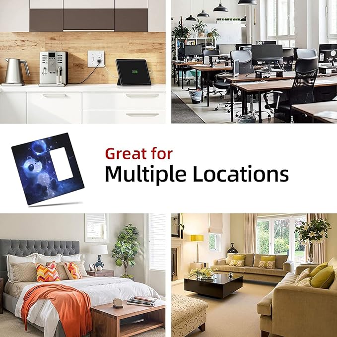 Cute Baby Panda Light Switch Cover Wall Plate Decorative 2 Gang Combination Blank/Rocker Outlet Covers Blue for Farmhouses Kitchens Bathrooms 4.5 x 4.6 in