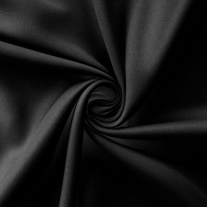 Mrs.Naturall Black Curtains 52x90 Inch Length for Bedroom 2 Panels Set Blackout Drapes