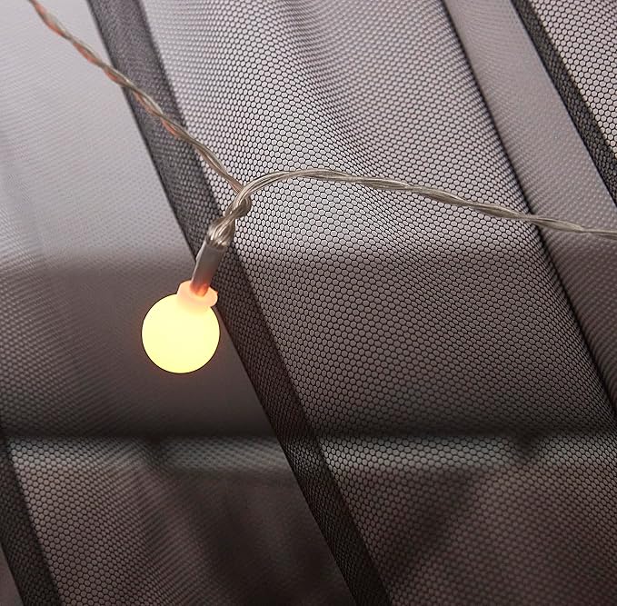 Mengersi Canopy Bed Curtains Bed Canopy with Lights for Girls, Bed Netting Unique Style 4 Door Mosquito Net for Adults Women Bedroom Decor (Black+Lights, Full/Queen)