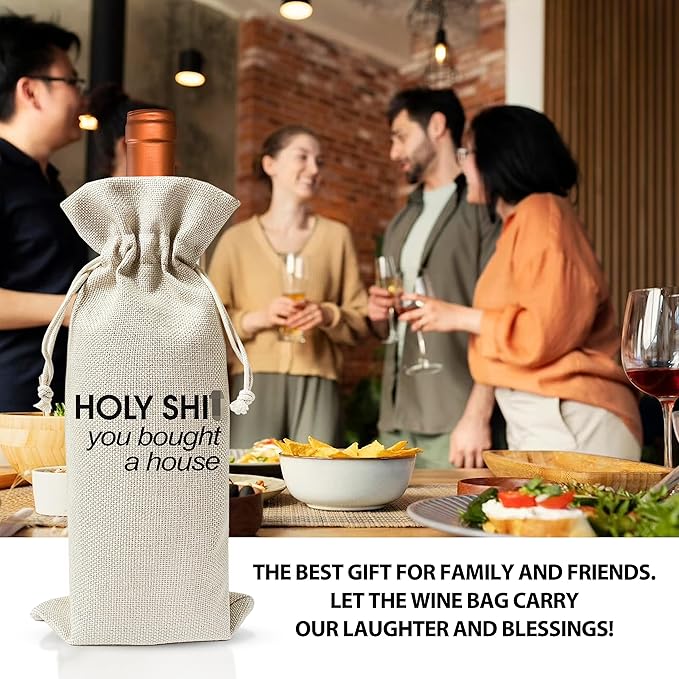 Housewarming Wine Bag - Housewarming Party Decorations - New Home Owner Gift - New House Congratulations decorations - Housewarming Party Supplies - Gift for Women Men - Realtor Gift - HiMo199
