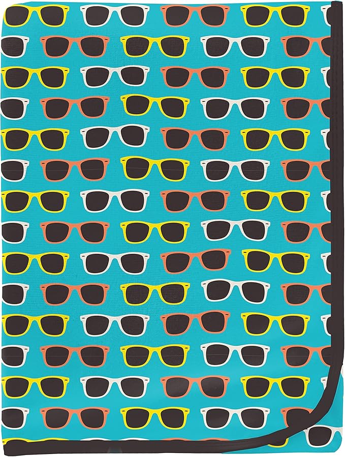 KicKee Pants Print Swaddle Blankets, Made from Viscose from Bamboo Fabric Making it a Silky Soft Baby Blanket, 40” x 29” (Confetti Sunglasses - One Size)