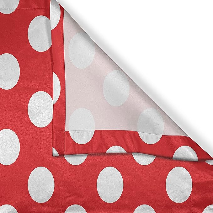 Ambesonne Retro Kitchen Curtains, 50s 60s Iconic Pop Art Style Big White Polka Dots Picnic Vintage Old Theme Image, Window Drapes 2 Panel Set for Kitchen Cafe Decor, 55" x 39", Vermilion White