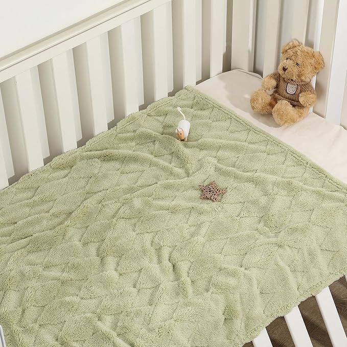 Sherpa Baby Blanket for Girls Toddlers Fleece Fluffy Fuzzy Blanket for Baby,Soft Warm Cozy Fleece Blanket,Receiving Blanket for Infant Newborn (green, 30 * 40, diamond)