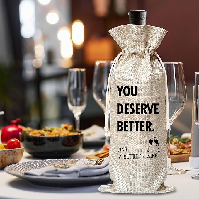 Xanev Divorce Gifts For Woman Man, Divorce Wine Gift Bag, You Deserve Better Wine Bag, Breakup Divorced Farewell Gift For Friend Sister Family, New Beginning Gift, Party Decorations Supplies, B46