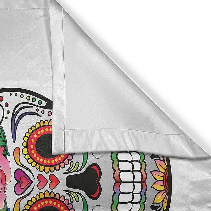 Ambesonne Sugar Skull Kitchen Curtains, Different Types of Skulls Rich and Colorful Ornaments Roses Border Carnival, Window Drapes 2 Panel Set for Kitchen Cafe Decor, 55" x 39", Rainbow