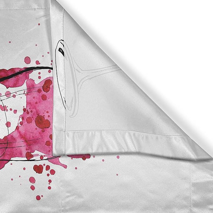 Ambesonne Wine Kitchen Curtains, Wine a Bit You Feel Better Inspirational Words Bottle Pouring Sketch Art, Window Drapes 2 Panel Set for Kitchen Cafe Decor, 55" x 39", Coral Black