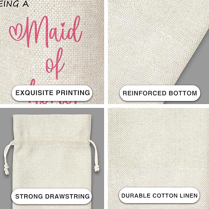 Maid Of Honor Gift Wine Bag,Gift For Wedding,Bridal Showr,Cotton linen Drawstring Wine Bag(1 Pcs) - WB016