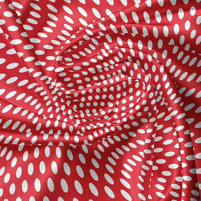 Ambesonne Retro Valance & Tier Curtain 3 pcs Set, 50s 60s Iconic Pop Art Style Big White Polka Dots Picnic Vintage Old Theme Image, Window Treatments for Kitchen Room Decor, 55" x 24", Vermilion White