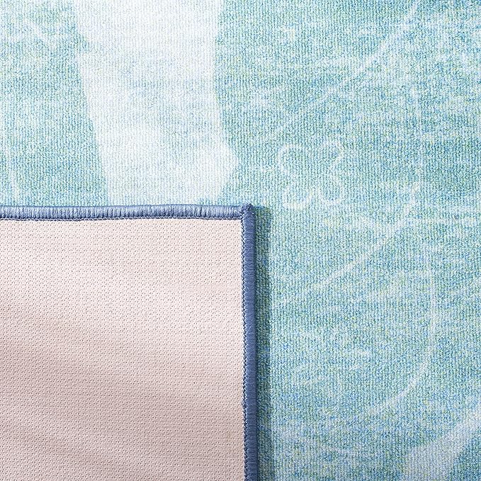 SAFAVIEH Disney Princess Collection Machine Washable Slip Resistant 5' x 7' Light Blue/Turquoise Assurance Kids Bedroom Nursery Playroom Area Rug