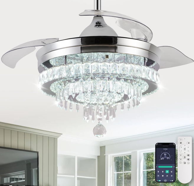 Why U.S. Homeowners Love the LEONTYNE 42” Modern Crystal Chandelier Ceiling Fan