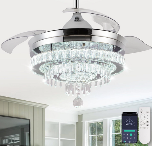 Why U.S. Homeowners Love the LEONTYNE 42” Modern Crystal Chandelier Ceiling Fan