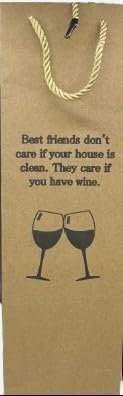 Generic Set of 3 Colorful Wine Gift Bags for Wine Bottles with Varying Sayings- Perfect Wine Tote for Travel or as a Wine Gift Box- (A good man, Best Friends, Judge People), Standard