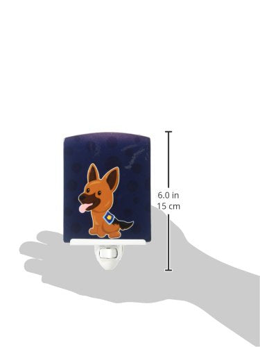 Caroline's Treasures BB7010CNL Police German Shepherd Ceramic Night Light Compact, UL-Certified, Ideal for Bedroom, Bathroom, Nursery, Hallway, Kitchen, 6x4x3, Multicolor
